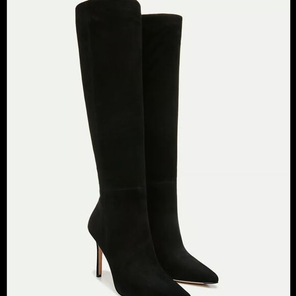 Veronica Beard Lisa Suede Tall Boot | Wide-Calf Black Suede Size 8.5 - Picture 1 of 8